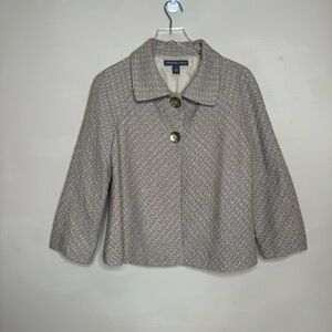 Josephine Chaus Tweed Beige two Button Swing Blazer Jacket size 8
